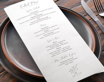 Minimalist Wedding Bar Menu Template: Editable Program Sign (Digital Download)