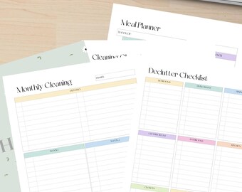 Editable Household Planner: 20 Canva Pages + Sticker Sheet (Digital Download), ADHD Friendly