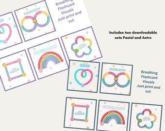 Breathing Technique Cards: Calm Kids Flashcards & Posters (PDF Download A4 Visuals)