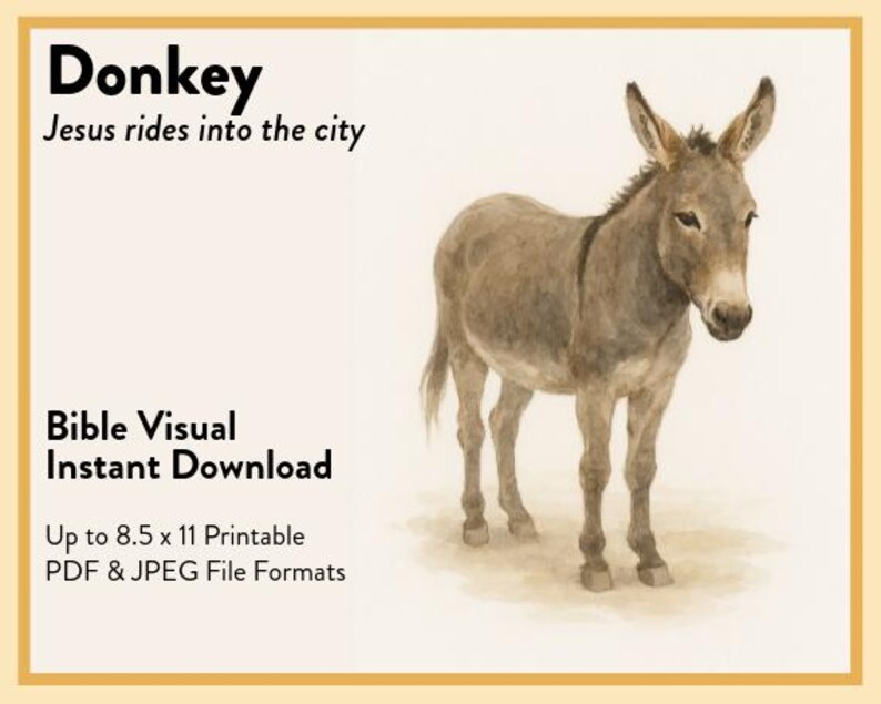 Donkey Printable | Bible Visual Aid | Sunday School Lesson | Christian ...