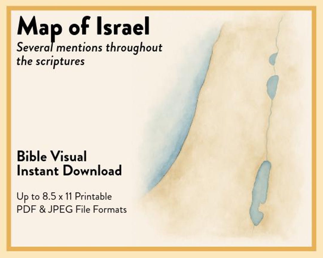Map Of Israel Printable Bible Visual Aid Sunday School Lesson Il B3uf 