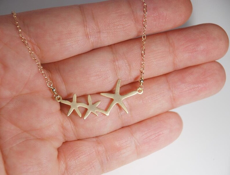 Gold Starfish Necklace Triple Starfish Necklace With 14K Gold - Etsy