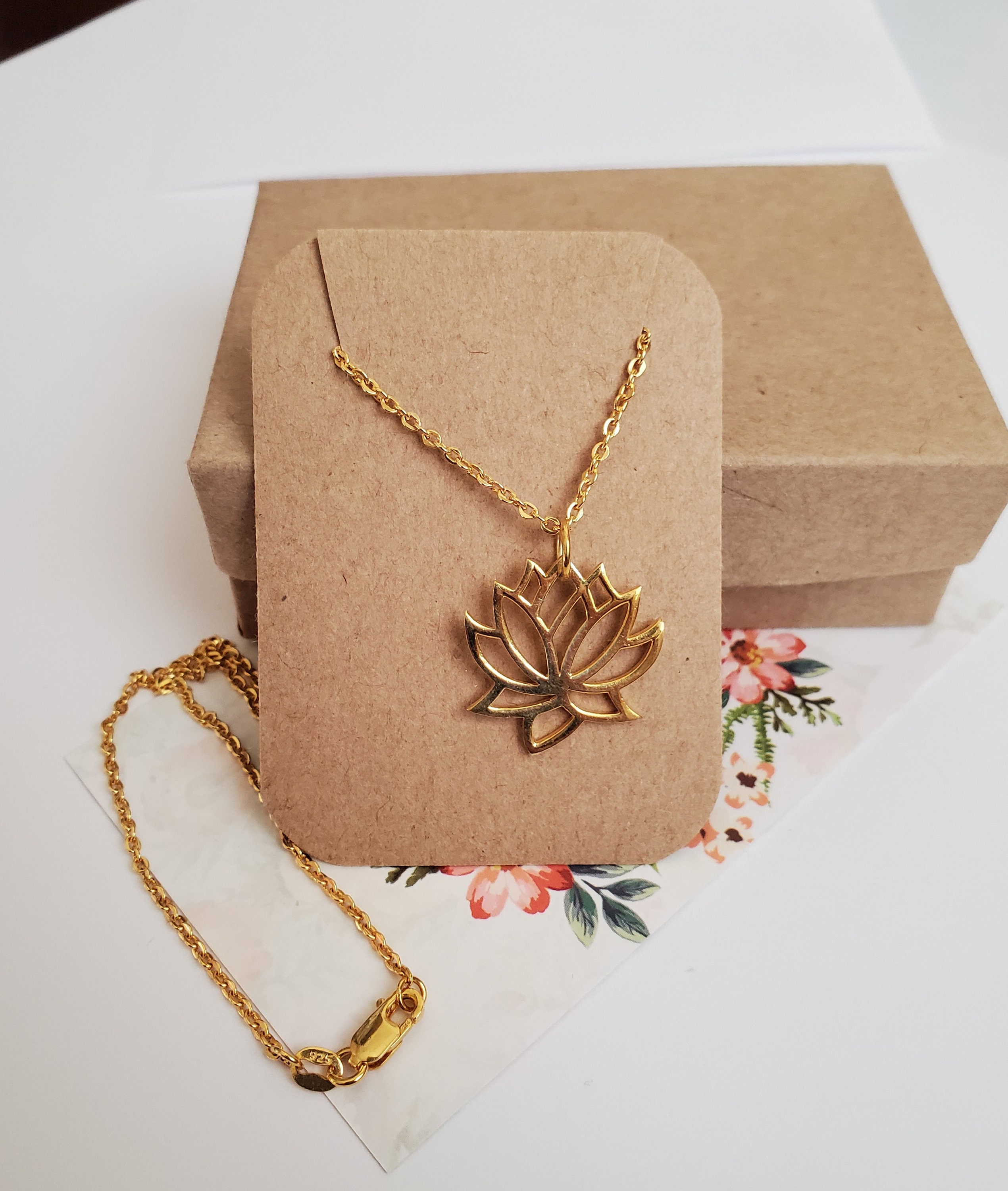 Lotus Necklace in Gold Color, 24k Gold Plated Over Sterling Lotus Necklace in Gold Color, 24k Gold Plated Over Sterling