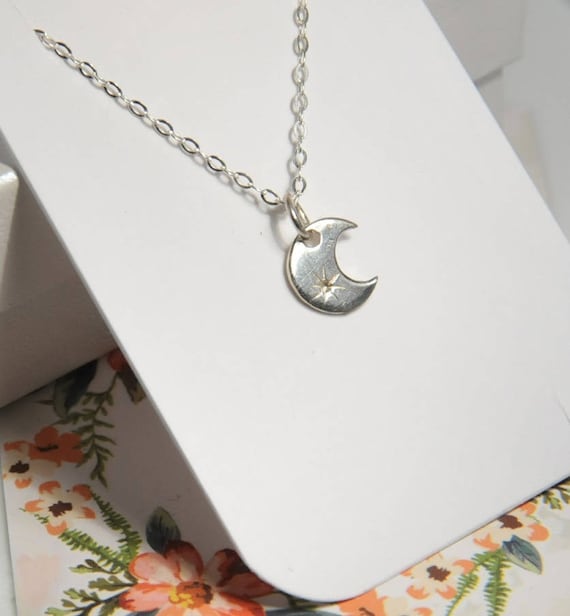 Sterling Silver Moon Moon And Star Necklace On Sale Sterling