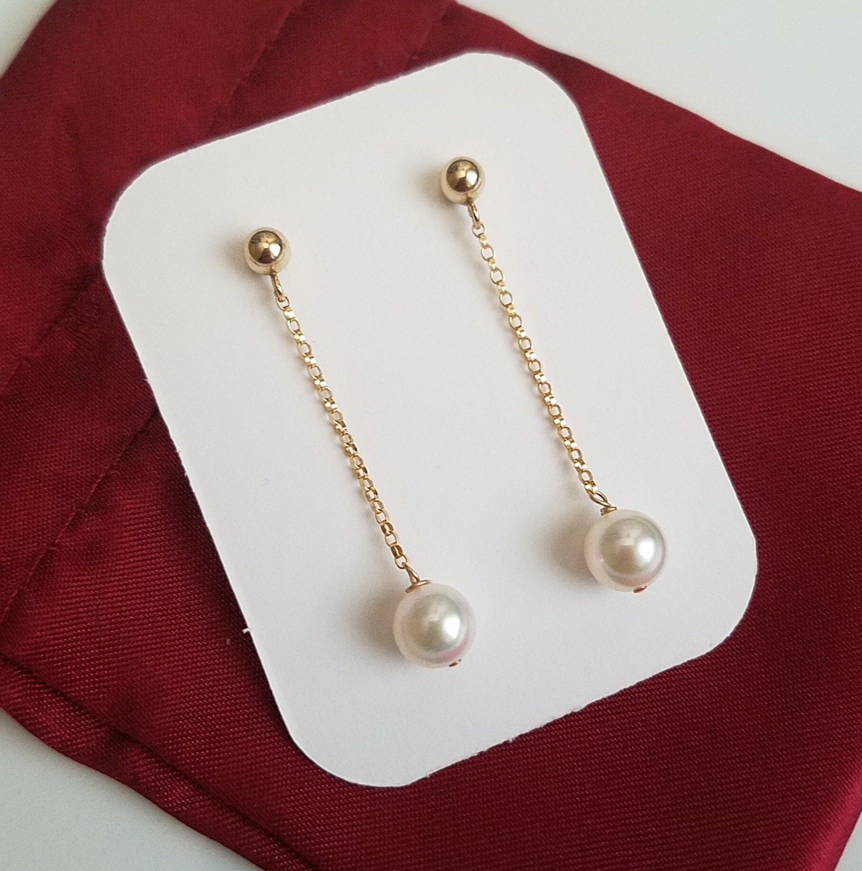 PERFECT ROUND 7.5MM AAAA WHITE AKOYA PEARLS EARRING 14K GOLD PERFECT ROUND 7.5MM AAAA WHITE AKOYA PEARLS EARRING 14K GOLD