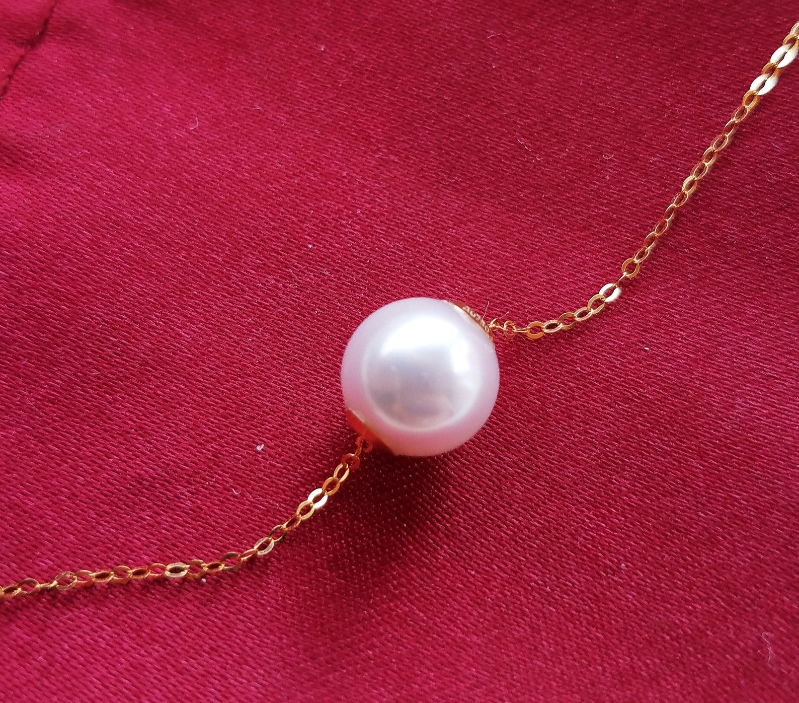 Akoya Pearl Floating Pearl Necklace 18kt Gold Culturerd Etsy