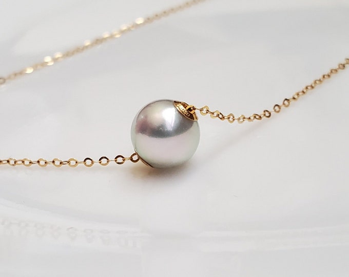 Akoya Pearl Floating Pearl Necklace Perfect Round 78.5mm Etsy