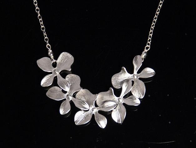 Silver Orchid Cascade Necklace Sterling Silver Chain - Etsy