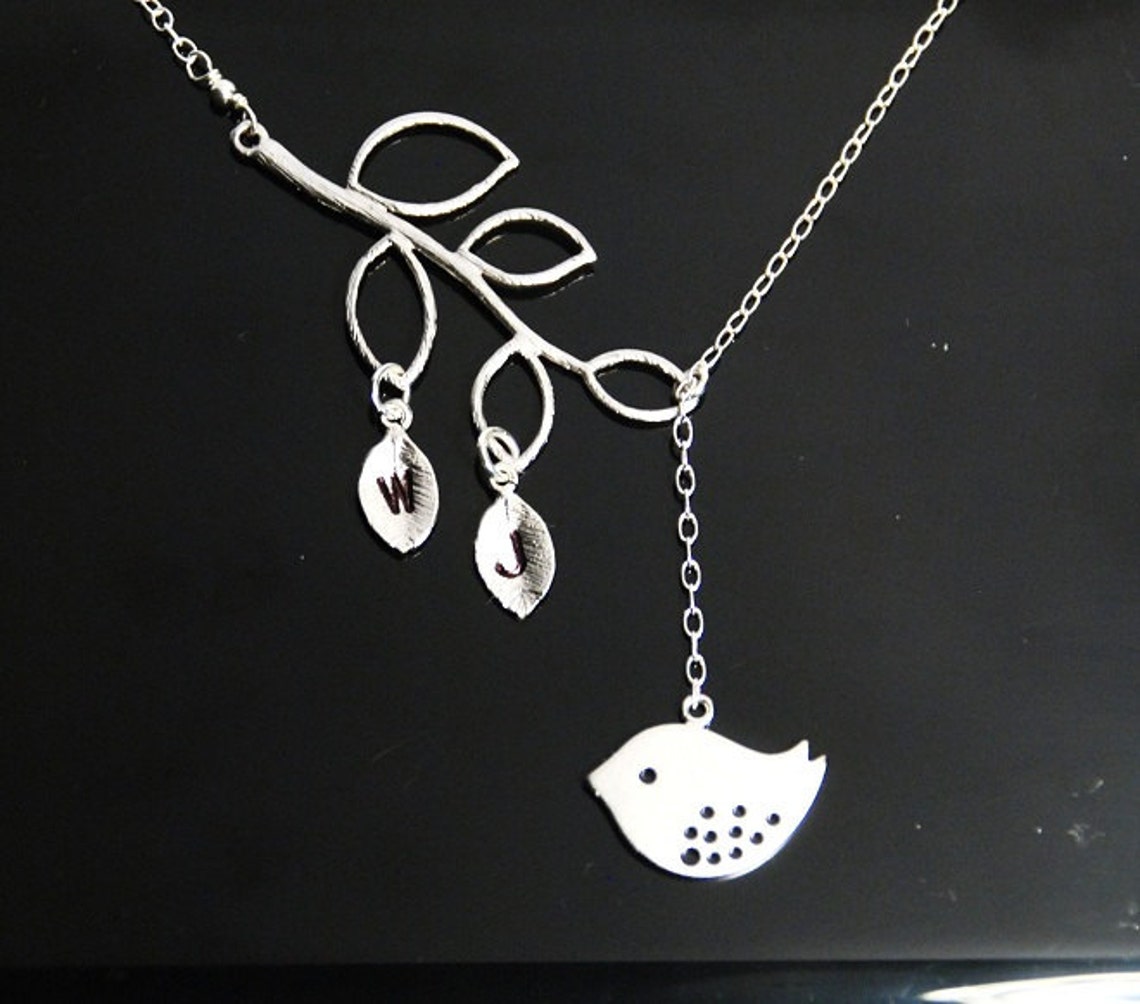 Sterling Silver Necklace Bird Necklace in Silver Stamped Etsy