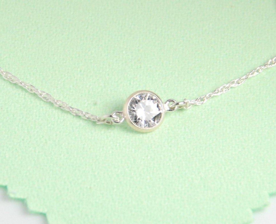 Crystal Choker Necklace Sterling Silver Necklace Cubic - Etsy