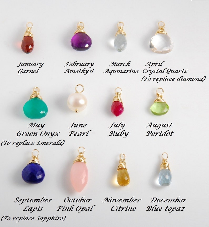 One tiny birthstone charm. Add a real gemstone / birthstone to your necklace, personalized necklace, personalize your jewelry, 