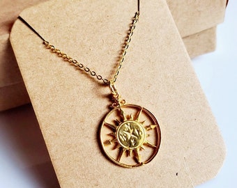 Compass necklace, gold compass necklace, 24K gold plated over sterling silver, everyday dainty jewelry, wedding