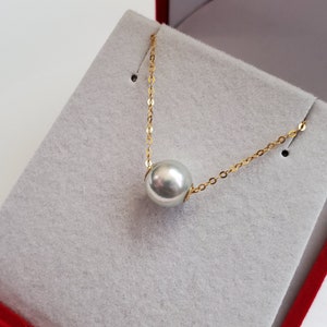 Akoya Pearl Floating Pearl Necklace Perfect Round 7-8.5mm Flawless AAA ...