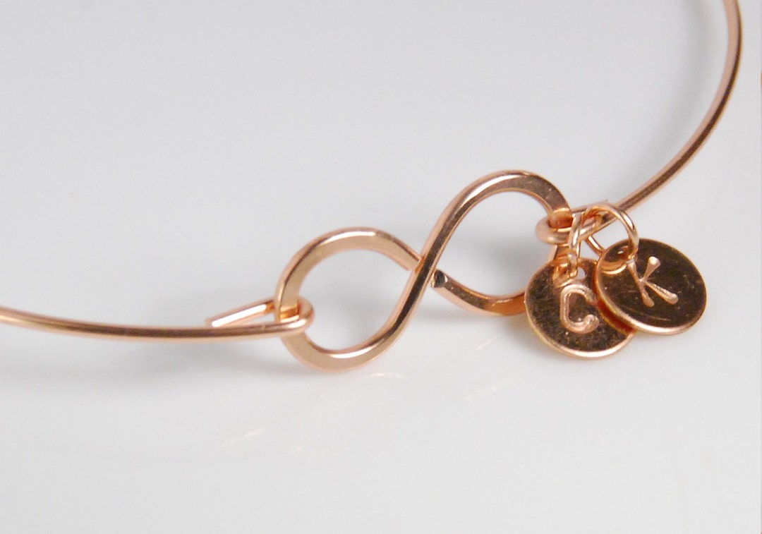 Rose Gold Infinity Bangle Bracelet 14K Rose Gold Filled Etsy