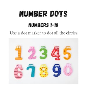 Kids Number Dot Coloring Book, Use A Dot Marker To Dot All The Circles, Animals, Finger Numbers, Numbers 1-10