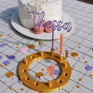 BIRTHDAY WREATH GLITTER personalized with name, colorful birthday ring, BIRTHDAY PLATE candles, table decoration birthday