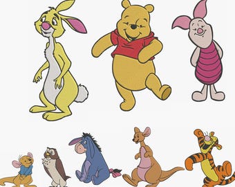 Paquete de diseños de bordado de Winnie the Pooh: 8 diseños, 6 tamaños (descarga digital)