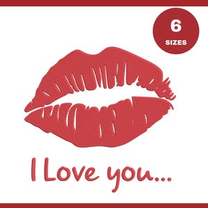 Lips embroidery design, Machine embroidery design, Kiss embroidery design, Quote embroidery, 6 Sizes