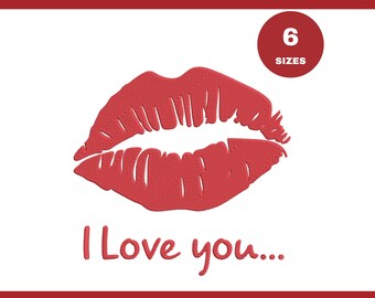 Lips embroidery design, Machine embroidery design, Kiss embroidery design, Quote embroidery, 6 Sizes