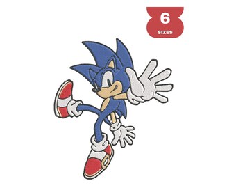 Sonic embroidery design, Hedgehog embroidery pattern, 6 Sizes