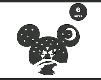 Mickey and Minnie Mouse Embroidery Design: 6 Sizes PES DST EXP (Instant Download)