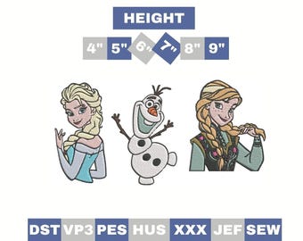 Princess Elsa & Anna embroidery design, Frozen Embroidery, 6 Sizes (Digital Download)
