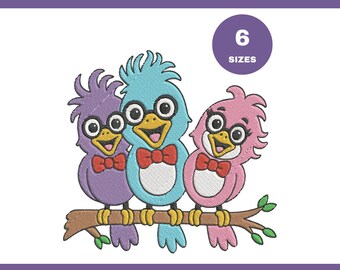 Bird embroidery design, machine embroidery file, 6 Sizes Instant Download