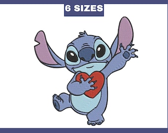 Stitch with Heart Embroidery Design: 6 Sizes (Digital Download)