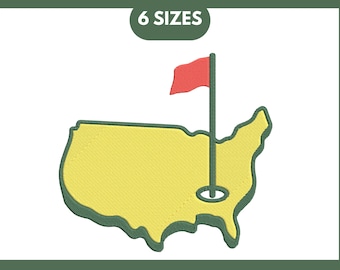 Golf USA Map Embroidery Design: Sports Logo (6 Sizes) (Digital Download)
