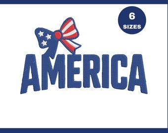 Amerika Stickdatei Coquette, Patriotische Stickdatei für den 4th of Jul zum 4.Juli - USA Flagge Stickmuster, Inperiemyve PES Stickerei, 6 Größen