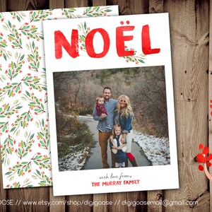 NOEL Watercolor // Photoshop Christmas Card Template // Photographers Christmas Card Template // Holiday Card Templates // DG150