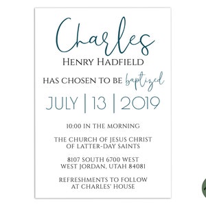 EDITABLE, LDS Baptism Invitation Template, Printable Baptism Announcement, Lds boy baptism, Lds baptism, DIY, Instant Download