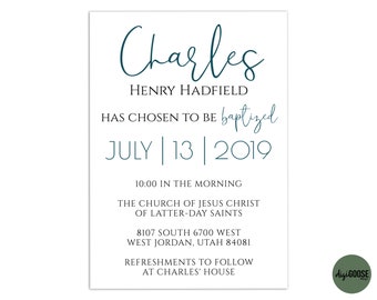 EDITABLE, LDS Baptism Invitation Template, Printable Baptism Announcement, Lds boy baptism, Lds baptism, DIY, Instant Download