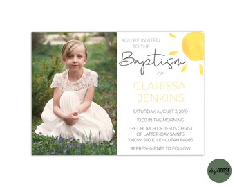 EDITABLE, LDS Baptism Invitation Template, Printable Baptism Announcement, Lds girl baptism, Lds baptism, DIY, Instant Download, Christening