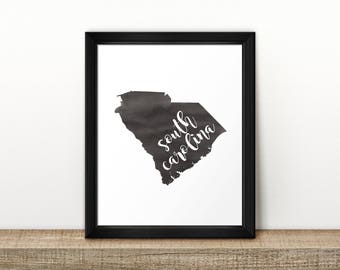 CLEARANCE // SOUTH Carolina state map // Watercolor art print // Poster // Wall Art // painting // US state map print // Home Decor // brush