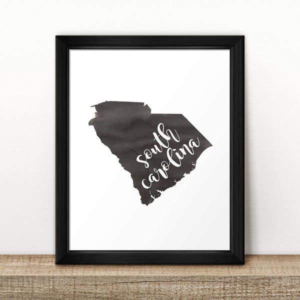 CLEARANCE // SOUTH Carolina state map // Watercolor art print // Poster // Wall Art // painting // US state map print // Home Decor // brush