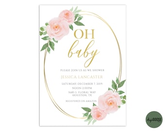 EDITABLE // TEMPLATE // Baby Shower Template // Floral Baby Shower // Baby Shower Invitation // Baby Shower // Fully editable