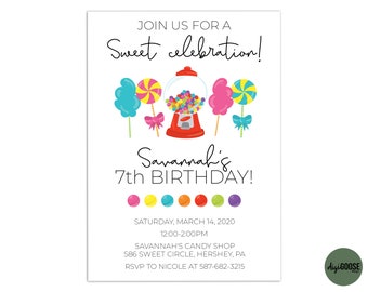 EDITABLE Sweet Celebration, Candy Shop Birthday Invitation, Candyland Party, Sweet One, Candy Shoppe, INSTANT DOWNLOAD Printable Invitation