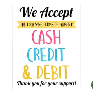 Instant Download, CLEARANCE, We Accept Credit Card Sign, Bake Sale Sign, Fundraiser Sign, Payment Sign, Bake Sale Poster, Fundraiser Poster