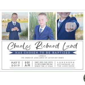 SAME DAY // Baptism invitation // Baptism announcement // LDS baptism // Lds Boy Baptism // Personalized // Printable // Christening