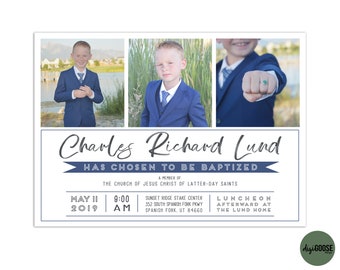 SAME DAY // Baptism invitation // Baptism announcement // LDS baptism // Lds Boy Baptism // Personalized // Printable // Christening