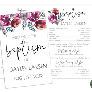 EDITABLE, LDS Baptism Program Template, Printable Baptism Program, Lds girl baptism, Lds baptism, DIY, Editable Template, Floral, watercolor