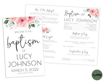 EDITABLE, LDS Baptism Program Template, Printable Baptism Program, Lds girl baptism, Lds baptism, DIY, Editable Template, Floral, watercolor