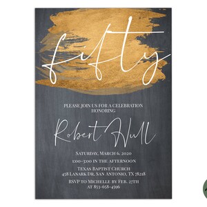 EDITABLE, 50th Birthday Invitation TEMPLATE, Printable 50th Birthday Invite, Fifty, 50th Birthday, Fiftieth, DIY, Instant Download,