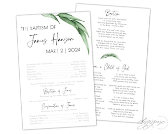 EDITABLE, LDS Baptism Program Template, Printable Baptism Program, Lds girl baptism, Lds baptism, DIY, Editable Template, Floral, Greenery