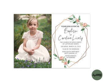 EDITABLE, LDS Baptism Invitation Template, Printable Baptism Announcement, Lds girl baptism, Lds baptism, DIY, Instant Download, Christening