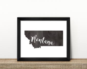 CLEARANCE // MONTANA state Map // Watercolor art print / Wall Art // Montana painting // US state map print // Home Decor // brush // travel