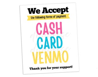 FULLY EDITABLE, We Accept Credit Card Sign, Bake Sale Sign, Fundraiser Sign, Payment Sign, Bake Sale Poster, Fundraiser Poster