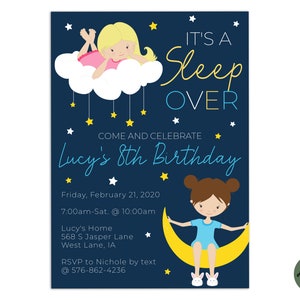 EDITABLE, Sleepover Invitation TEMPLATE, Printable Sleep Over Invite ...