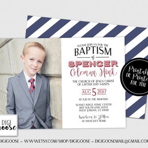 SAME DAY // LDS Baptism Invitation // Lds Boy Baptism Invitations // Baptism Announcement //Boy Lds Invite // Boys Baptism Invitations